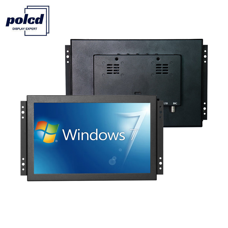 Polcd TFT LCD Display 10,1 polegadas Monitor de tela de toque industrial alto brilho IP65 preto