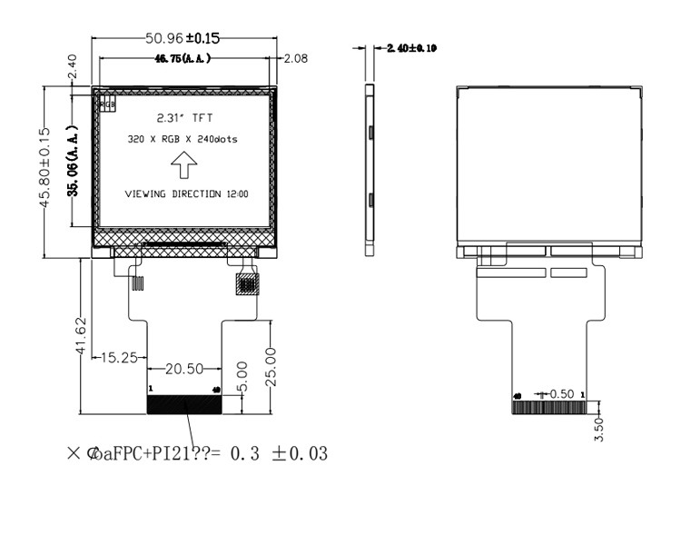 Polegada IPS LCD 320x240 da exposição 2,31 de Dots Matrix Touch Screen TFT da porta de série de SPI ILI9342C