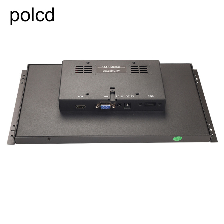 Monitor industrial de Polcd 11,6” LCD da caixa do metal com o tela táctil de suspensão do quadro aberto da orelha
