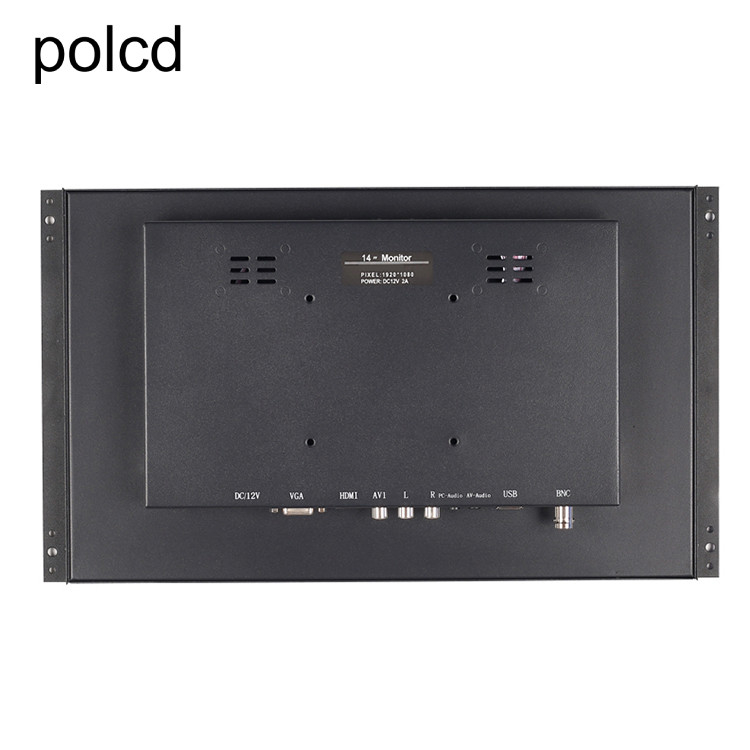 Da caixa completa do metal da polegada monitor industrial do LCD HD 1920x1080 de Polcd 14 com quadro aberto