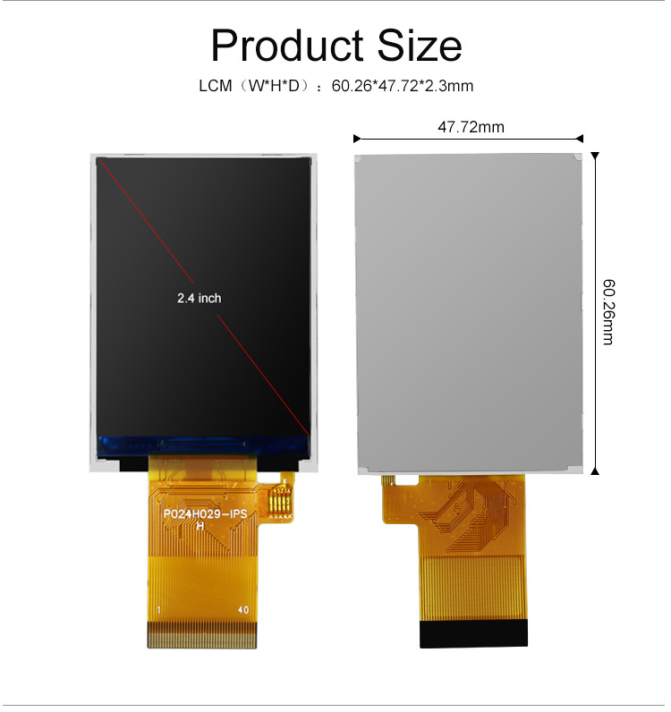 Lêndea de Polcd 350 2,4 exposição do LCD da relação do tela táctil 240x320 48.96mm MCU RGB de Tft da polegada