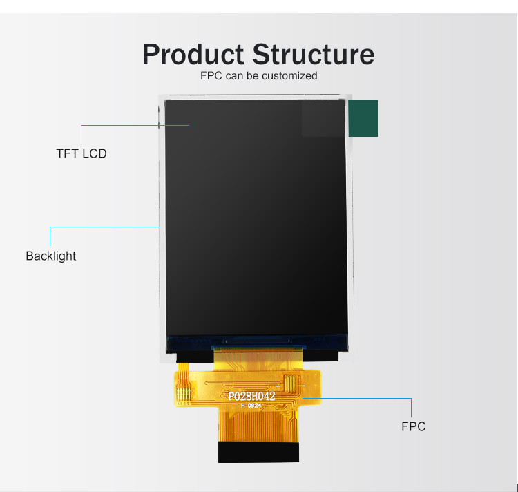 Polcd MCU 8 Bit 2.8 Módulo LCD 57.6Mm Touch Screen Display Modul 12 0'CLOCK