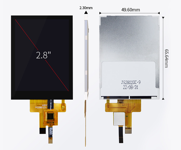 2.8 polegadas 178° Ips Tft Capacitive Touch Screen Full View Angle Spi Interface