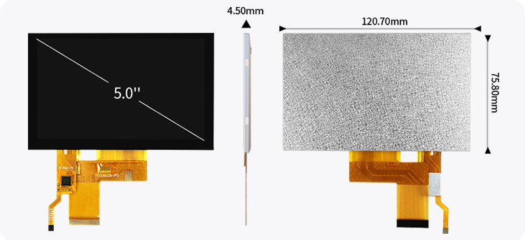 5 polegadas Tft Lcd capacitivo tela sensível ao toque Alto brilho 800x480 Resolução Rgb Interface Ips