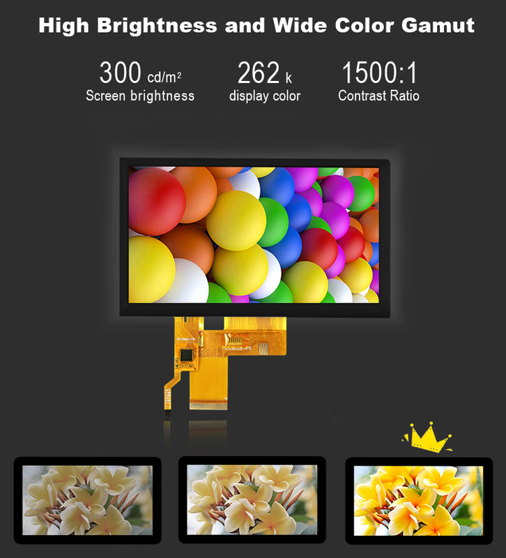 5 polegadas Ips Tft Lcd Display Transmissor 24 Bit RGB Interface 800*480 Vista