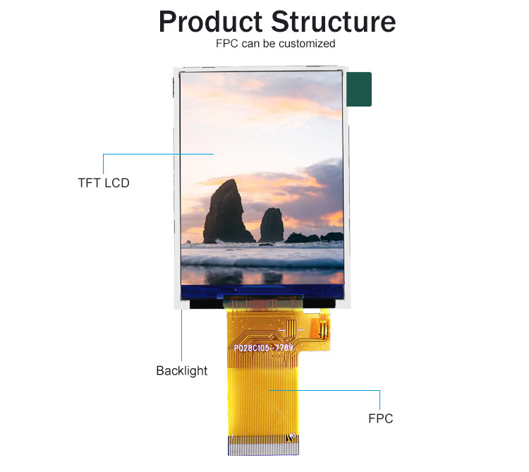 Mcu 37 Pin 2,8 polegadas touch screen LCD Display Module com resistência de toque
