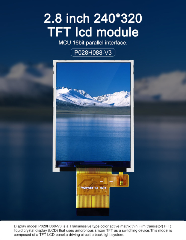 Polcd Cores 265K 2.8 polegadas TFT Modulo 57.6mm Normalmente Branco SPI interface Lcd tft Modulo