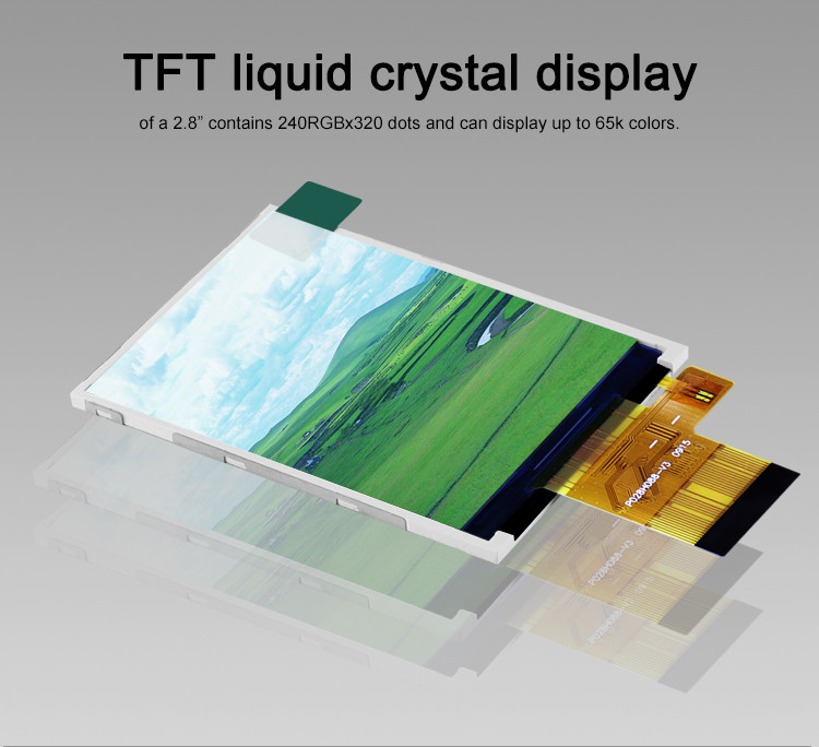 Polcd Cores 265K 2.8 polegadas TFT Modulo 57.6mm Normalmente Branco SPI interface Lcd tft Modulo