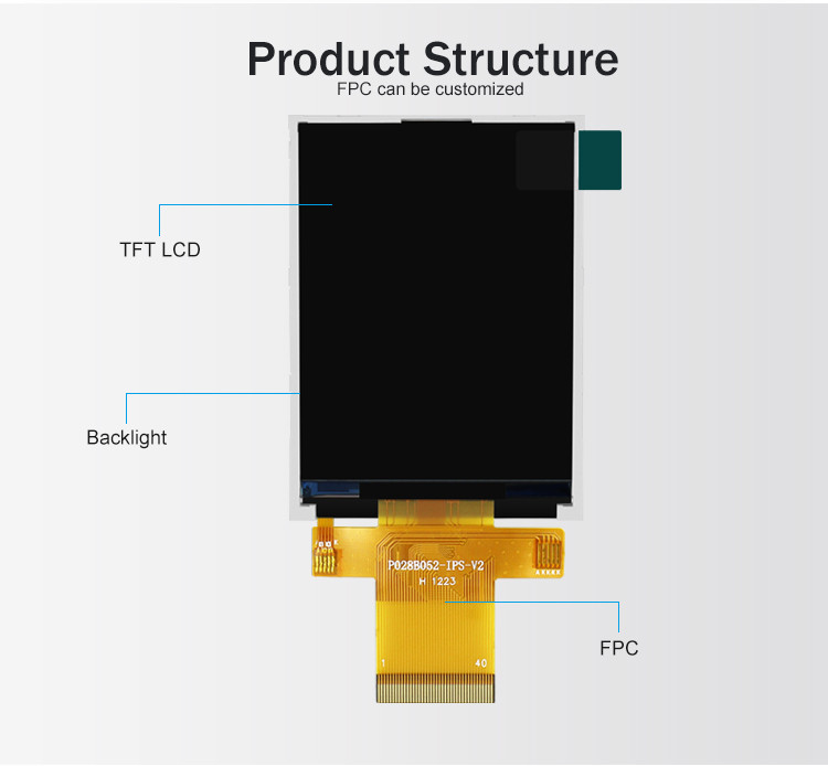 Polcd MCU 9 BIT 2,8 polegadas LCD TFT 240X320 TFT colorido comercial