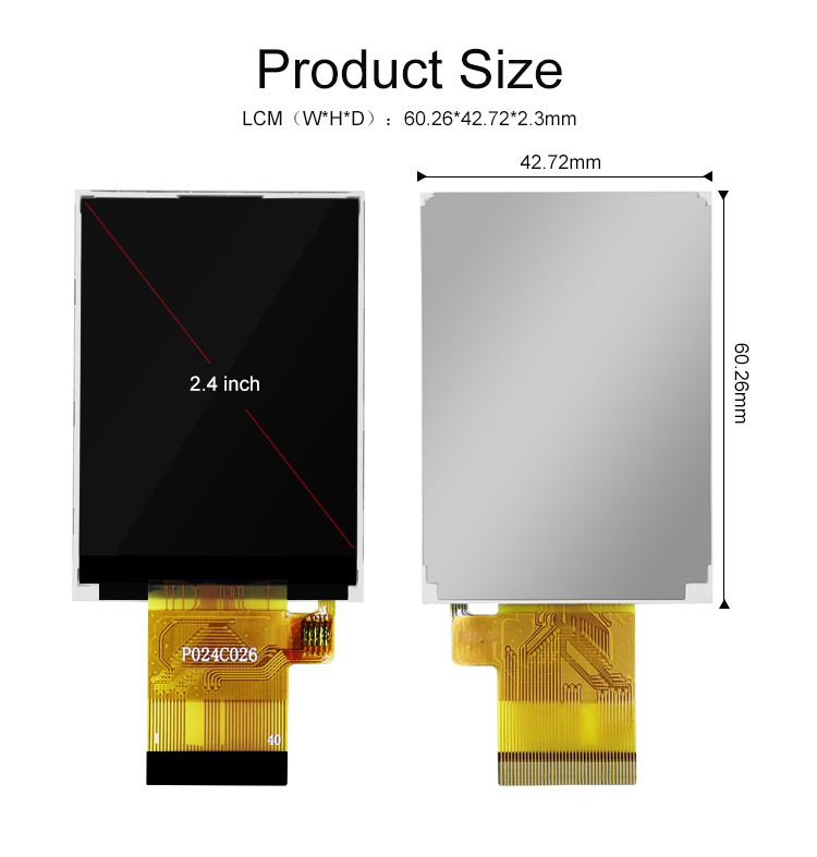 Polcd ST7789V 2,4 polegadas Tft Display 12 0'CLOCK 240x320 Tft LCD Painel de tela