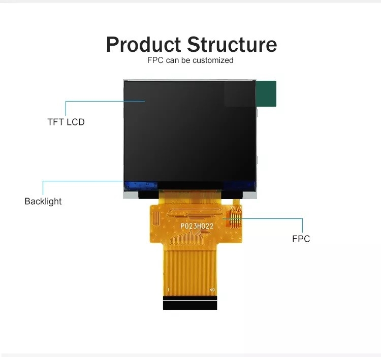 Polcd Preto 320*240 RGB TFT Display 18 Bit Alto brilho Painel LCD de 2,31 polegadas