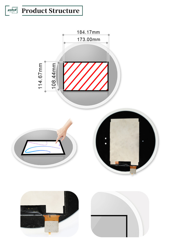 Polcd 8 polegadas Multitouch Display de vidro espelho Industrial personalizado capacitivo LCD touch screen Panel