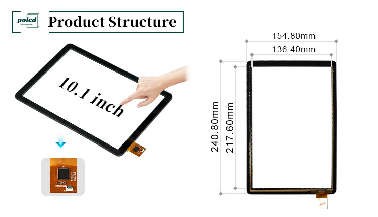 Polcd 10,1 polegadas GT9271 Quadrado de vidro de forma 800x1280 capacitivo painel de tela sensível ao toque para automóvel industrial