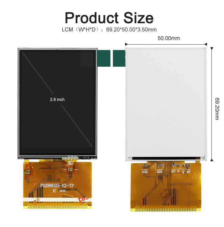 Polcd 2,8 polegadas ângulo de visão total TFT LCD tela sensível ao toque painel IPS legível à luz do sol