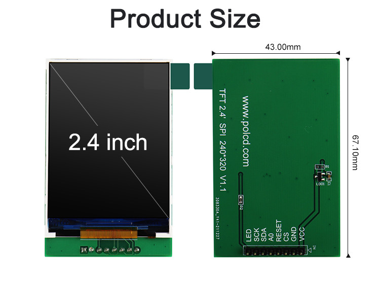 Polcd 4 Wire SPI Tft Lcd 2.4 Inch 240X320 Touch Screen Lcd com placa de PCB