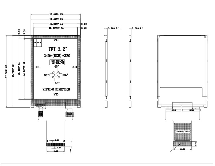 Polcd 12 0'CLOCK 3,2 polegadas Tft LCD ILI9341V Módulo LCD TFT 240X320