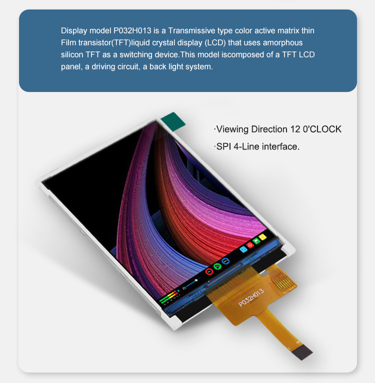 Polcd ST7789V 3,2 polegadas Tft LCD colorido 262K TFT LCD Display 48,6 mm 12 0'CLOCK