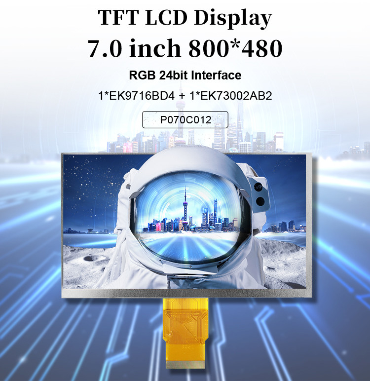 Polcd Módulo Tft de 7 polegadas 800X480 Ecrã IPS de alto brilho Interface RGB Painel de toque capacitivo TFT LCD de 7
