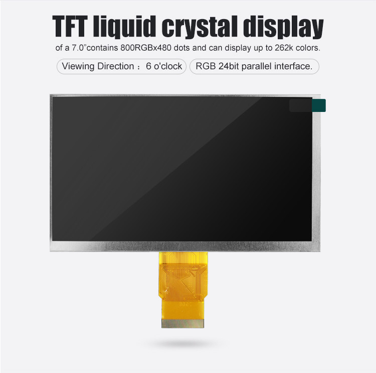 Polcd Módulo Tft de 7 polegadas 800X480 Ecrã IPS de alto brilho Interface RGB Painel de toque capacitivo TFT LCD de 7