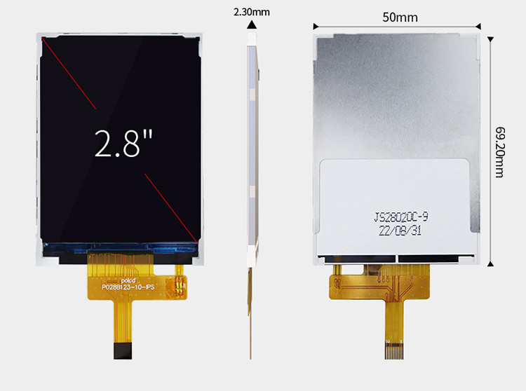 Polcd Pequeno LCD 2.8' 240x320 Industrial IPS tela colorida Full View 2.8 polegadas Port paralelo TFT LCD