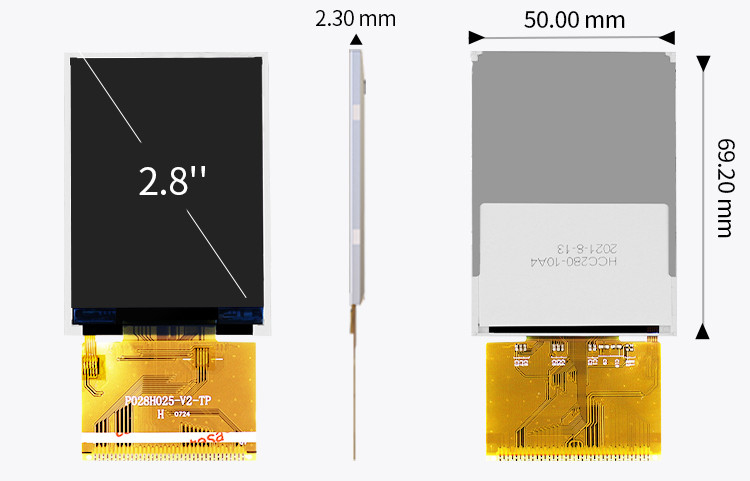Polcd RoHS Display TFT HD de 2,8 polegadas 8080 MCU Display LCD TFT de 16 bits