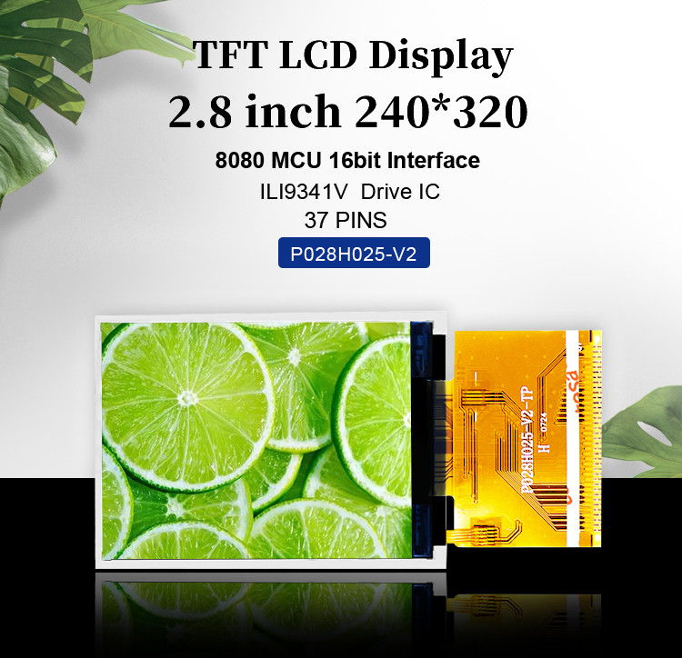 Polcd RoHS Display TFT HD de 2,8 polegadas 8080 MCU Display LCD TFT de 16 bits