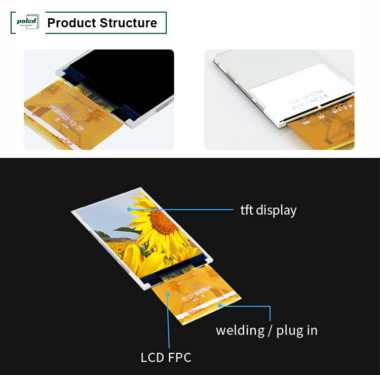 Polcd RoHS Display TFT HD de 2,8 polegadas 8080 MCU Display LCD TFT de 16 bits