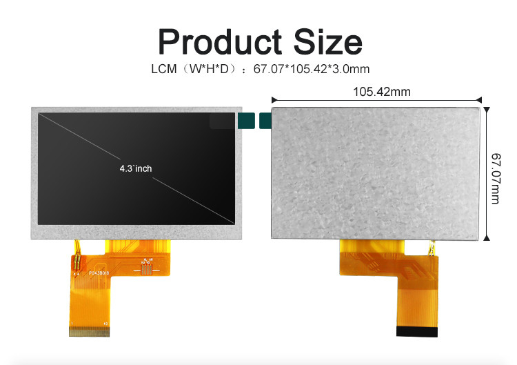 Polcd ST7262E43 Monitor Tft LCD pequeno RGB 24 bits 4,3 polegadas Tft Lcd 800x480