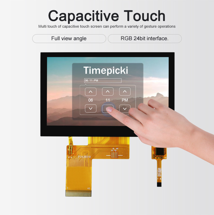 Polcd ST7262E43 Display LCD TFT de 4,3 polegadas 280 Nit Painel de toque LCD 800X480