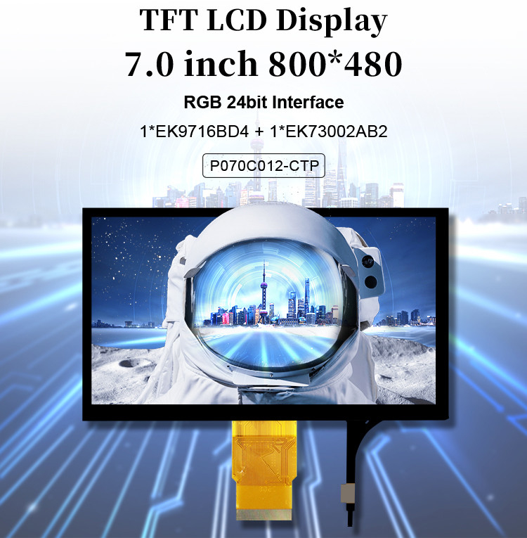 Polcd 7 polegadas Modulo LCD de tamanho médio 800 * 480 Alto brilho TFT capacitivo touch display