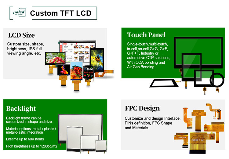 Polcd 240x320 LED Retro iluminado Tft Lcd Display 2,4 polegadas LCM 260 Nit Brilho Lcm Painel