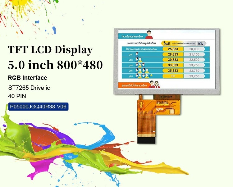 Polcd 5 polegadas Lcd Screen 800x480 Resolução ST7262 Driver IC Interface RGB TFT