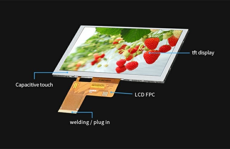 Polcd 5.0 polegadas TFT painel LCD 800*480 Resolução 500nits Interface RGB 5