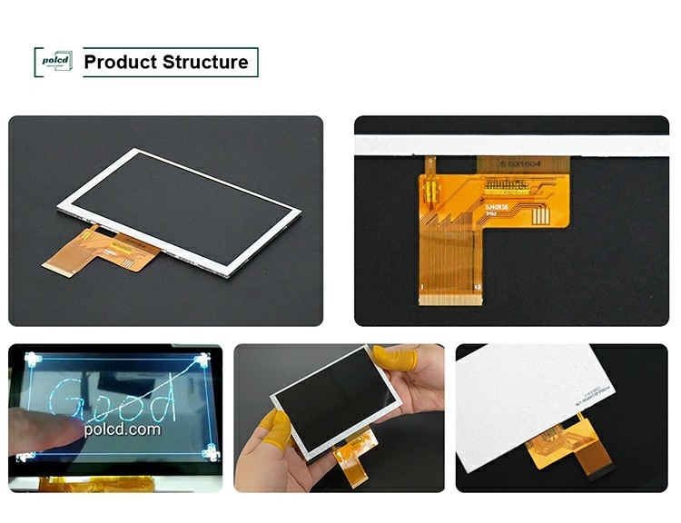 Polcd 5 polegadas TFT LCD 800x480 500nits Brilho RGB 24 bits Interface IPS Screen Module