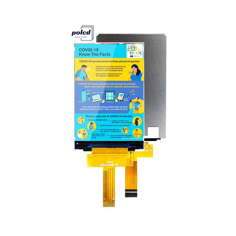 Polcd 3,5 polegadas IPS TFT LCD 320 * 480 Ili9488 Drive Ic 600: 1 Modulos de exibição LCD de relação de contraste