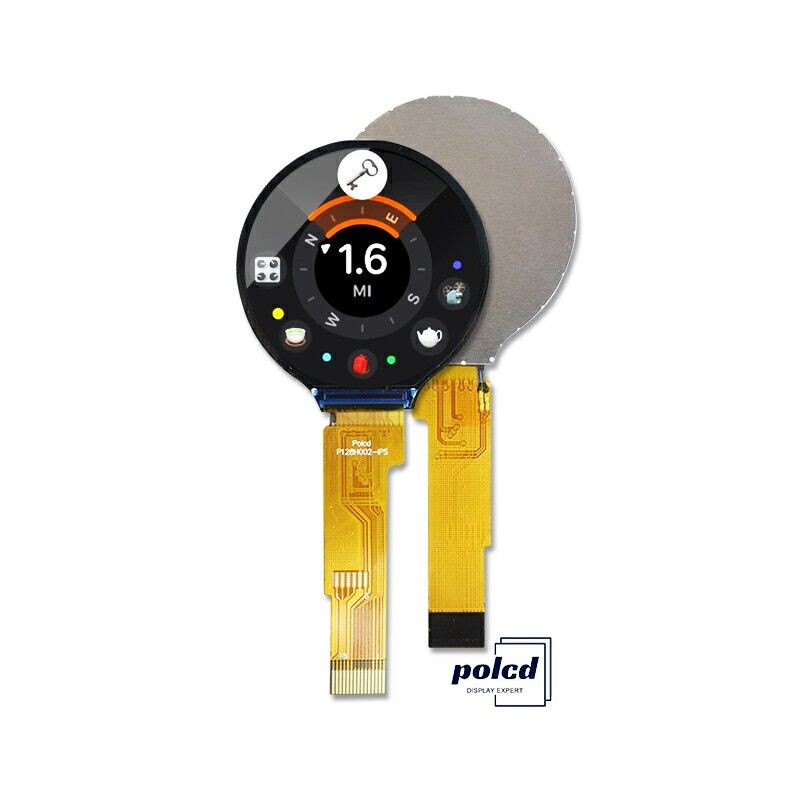 Polcd 1,28 polegadas IPS Circular LCD Display 240xRGBx240 Resolução Modulo LCD TFT personalizado para relógios inteligentes