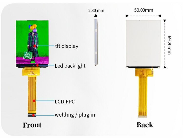 Polcd 2,8 polegadas TFT Display 240x320 IPS tela de alto contraste 1200: 1 TFT painel módulo LCD