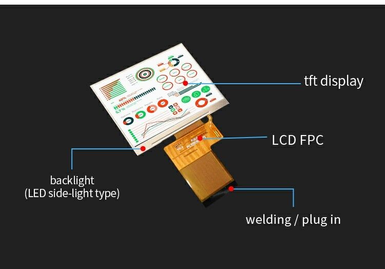 Polcd Factory 3,5 polegadas TFT LCD 320 * 240 SPI interface RGB tela de instrumento 3,45 polegadas LCD Display Module