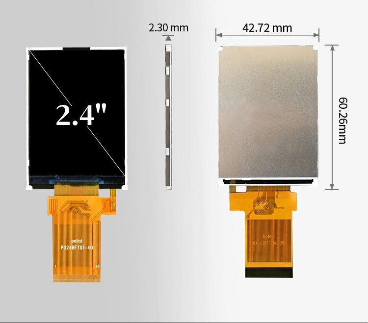 Polcd Módulo LCM de 2,4 polegadas Transflectivo SPI MCU Soldadura 20 pin Resolução 240x320 TFT tela LCD