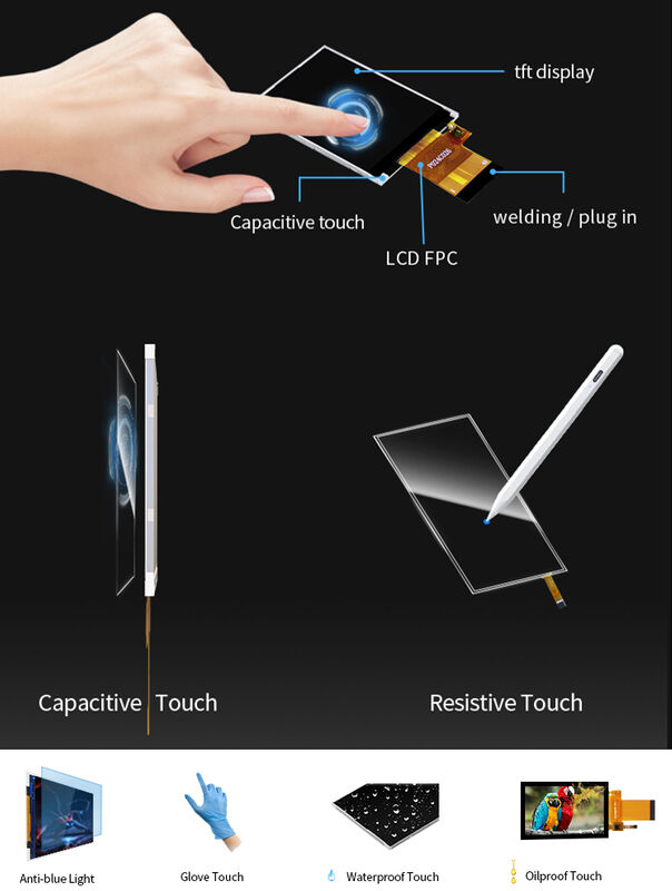 Polcd 3.3V LCM Fonte de Alimentação Tela Touch Display Módulo LCD de 2.4 polegadas