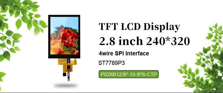 2.8 polegadas 178° Ips Tft Capacitive Touch Screen Full View Angle Spi Interface