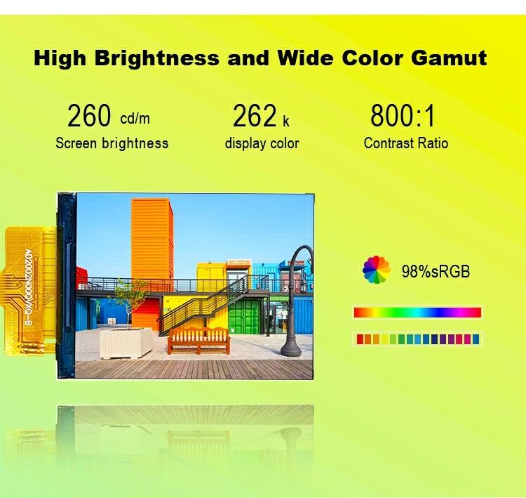 Polcd 240*320 LCD colorido de 2'' Alta luminosidade Interface SPI IPS TFT Tela LCD de matriz ativa