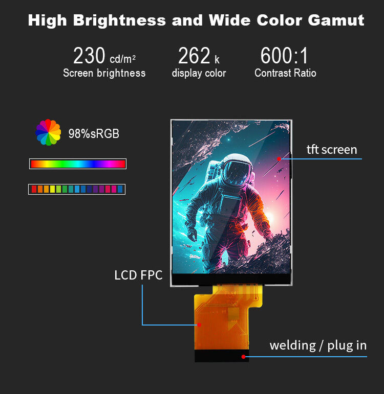 Polcd 2.7 polegadas tft lcd 960*240 resolução tela lcd ili8961 rgb módulo de exibição de interface de 18 bits