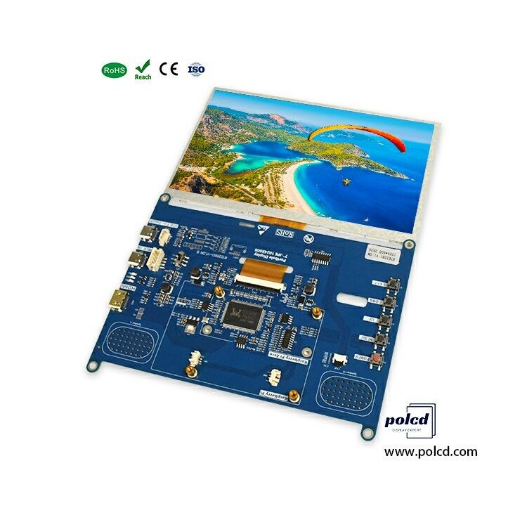 Polcd Alto brilho 7 polegadas 1024x600 RGB LCD Drive Board RTD2281 com alto-falante de áudio para exibição industrial ao ar livre
