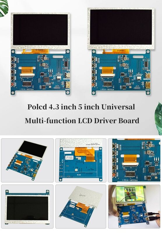 Polcd RTD2281 Tela de exibição multifuncional Raspberry Pi Placa de driver LCD universal 4,3 polegadas 5 polegadas H-DMI Placa controladora USB
