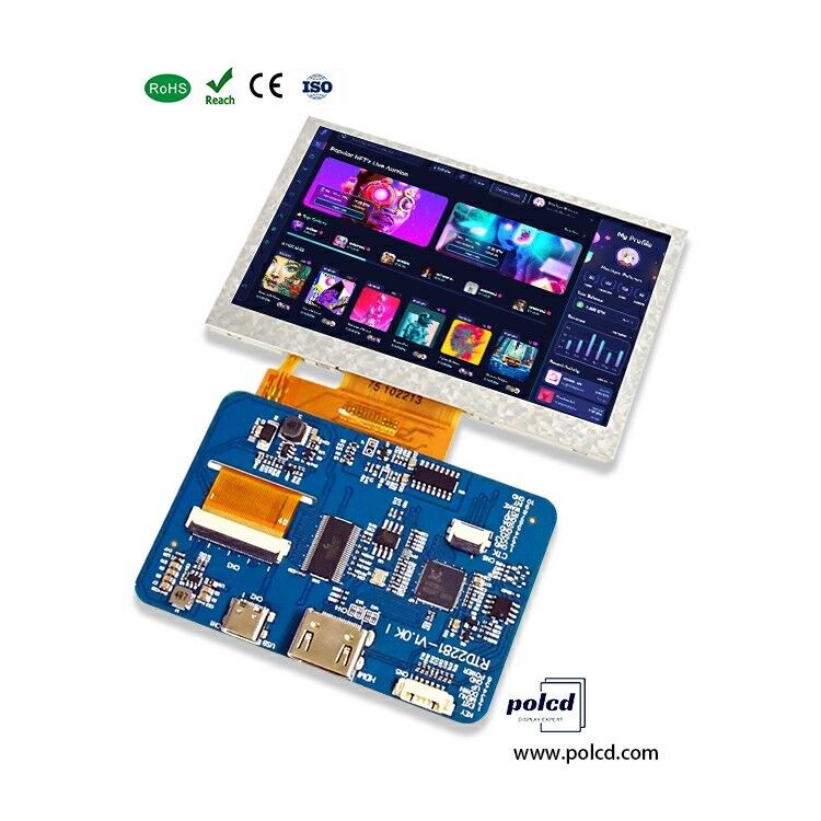 Polcd RTD2281 LCD Driver Board 5 4,3 polegadas HDM-I 800x480 Touch Screen TFT Display Module para Raspberry Pi