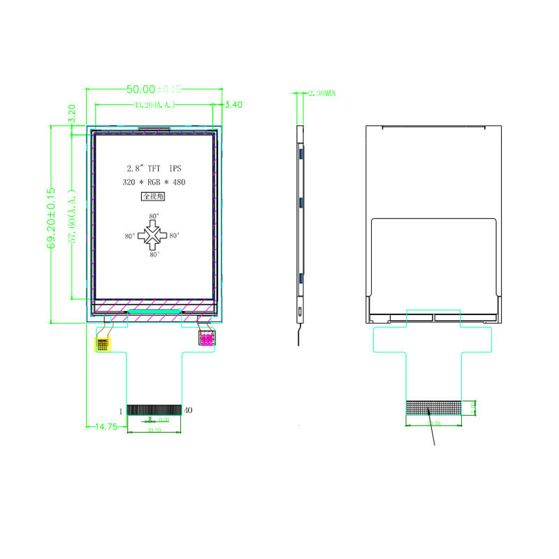 Polcd 4 fios ST7789V IPS TFT Display LCD 2.8 Módulo Spi Tft 240X320 pixels