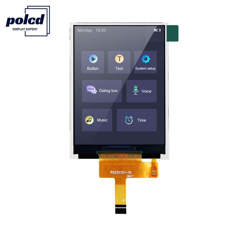 Polcd RoHS Display LCD de 2,8 polegadas Monitor LCD de alto brilho 300cd/M