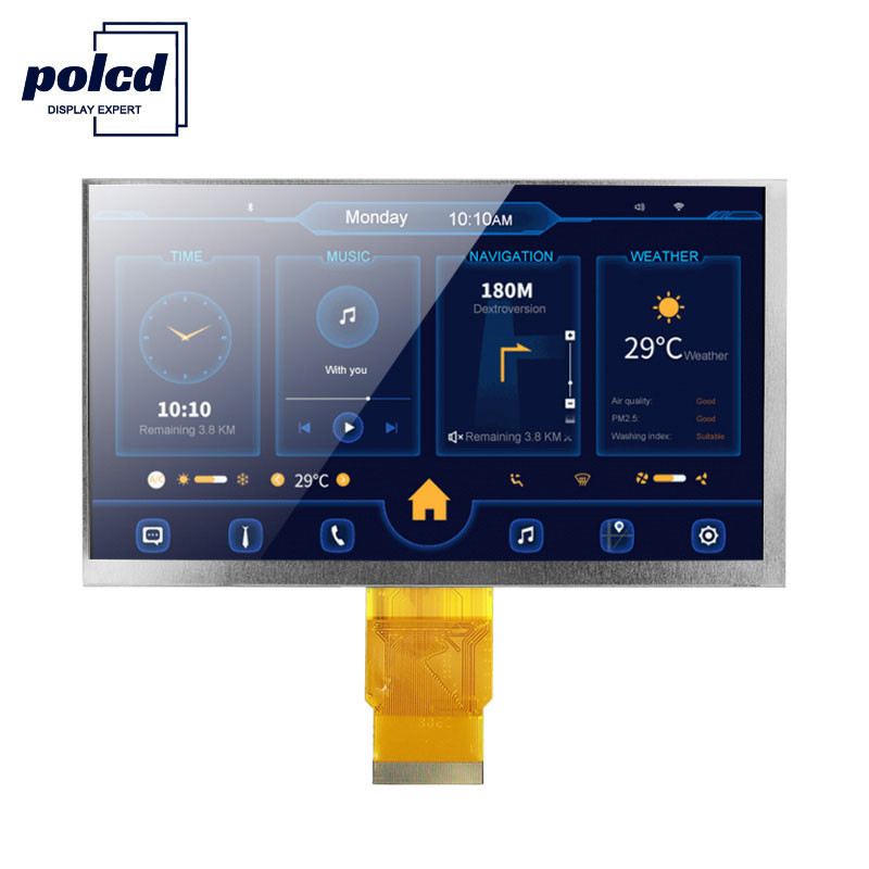 Polcd ISO9001 300 Nits 7 polegadas Touch Tft LCD RGB 24 bits 800x480 Display LCD