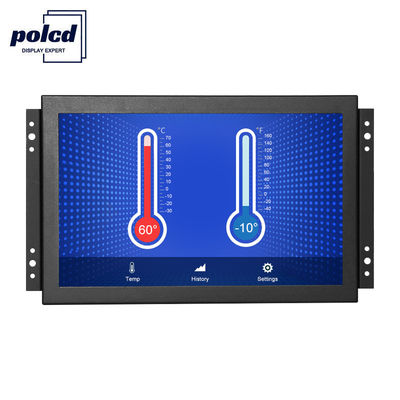 Polcd Monitor TFT com tela sensível ao toque de 10 polegadas, HDMI VGA LED Monitor industrial LCD com estrutura aberta
